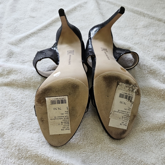 I-N-C International Concepts High Heel Stilletto Sandal Gloss Black / Tan - Picture 7 of 11